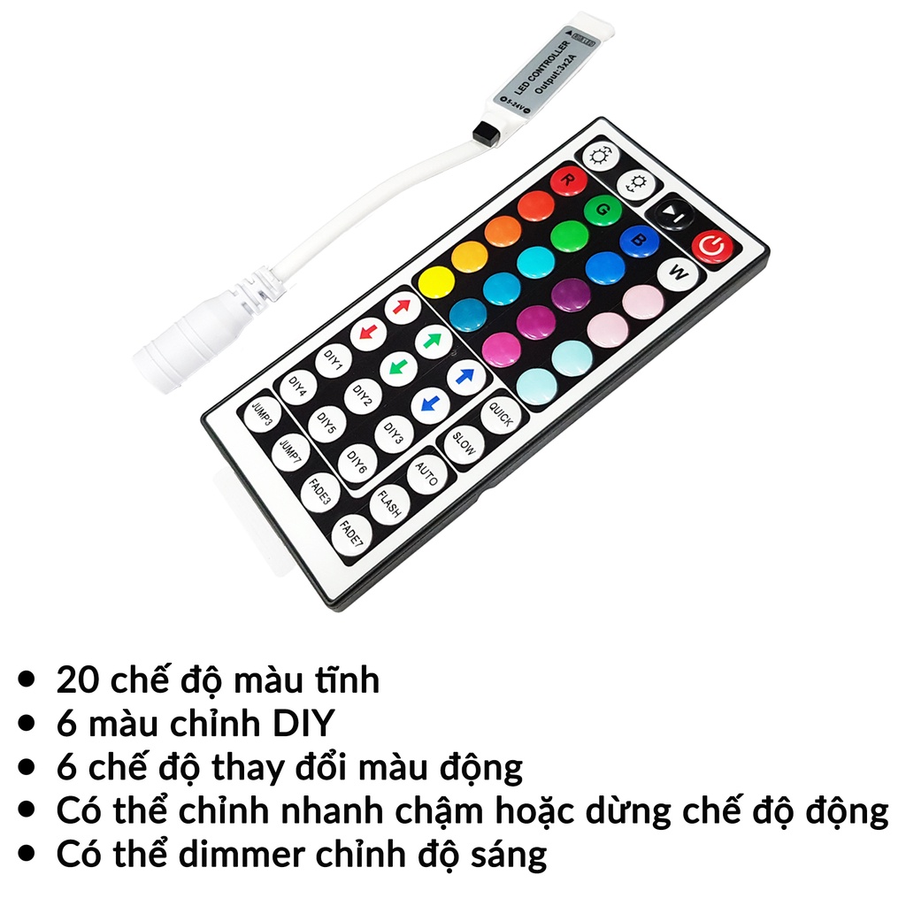 Bộ điều khiển Led RGB IR 44 phím cho led RGB 5050 / 3528 điện áp 5-12VDC