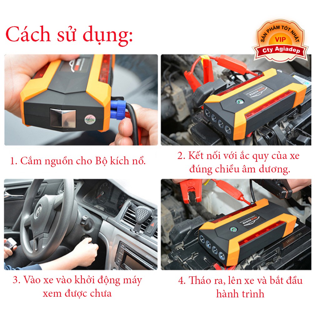 Vali Dụng cụ Kích điện Nổ máy xe hơi oto car giúp tài xế sửa xe nhanh gọn AGD JX29A