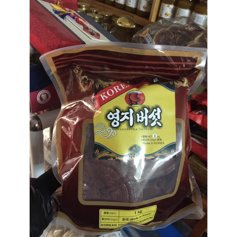 Nấm linh chi đỏ 6 năm tuổi MUSHROOM túi Xanh Hàn Quốc, Túi 1kg