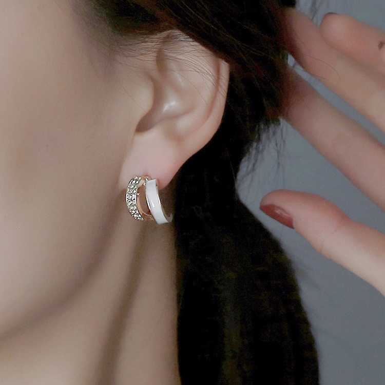 Bông Tai Chữ C Đính Đá Lấp Lánh Thời Trang Hàn Quốc Cho Nữ