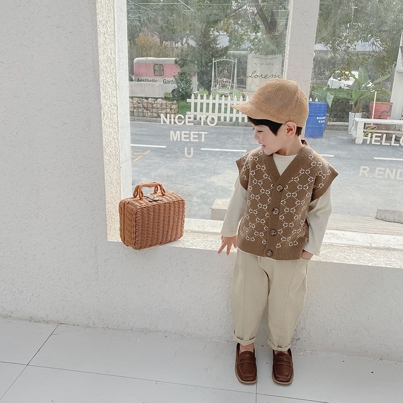 (Video thật - BAO CHẤT ĐẸP) Áo len ghile cổ tim cho bé trai 1-5 tuổi Quảng Châu cao cấp
