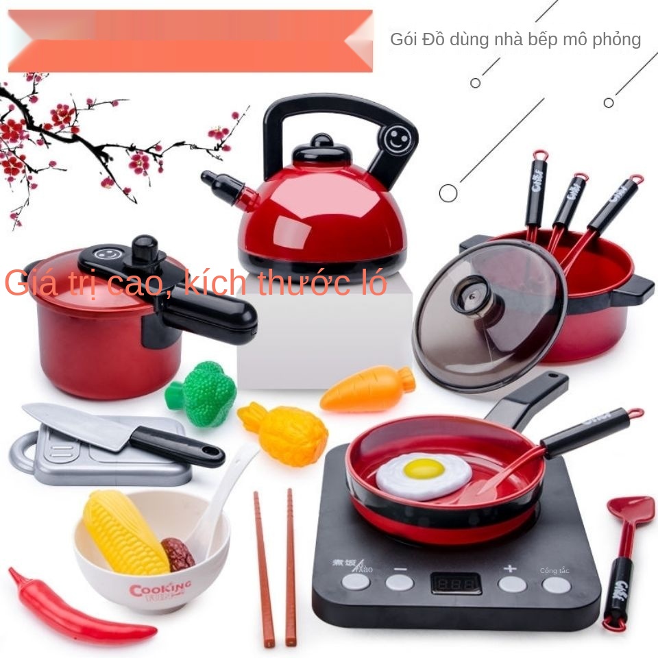 E Bộ đồ chơi nhà bếp mô phỏng ngôi trẻ em cho bé gái nấu ăn trai và cắt hoa quả dùng
