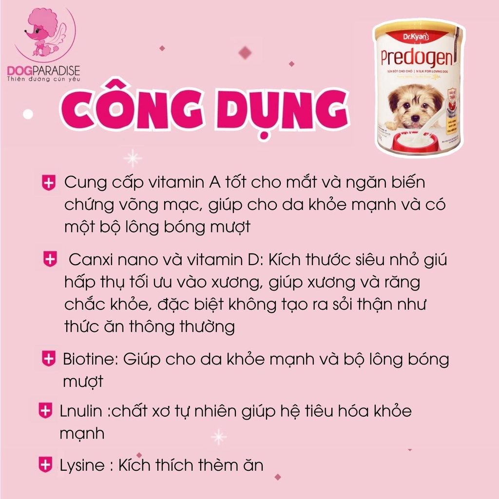 Sữa bột cho chó Dr.Kyan Predogen bổ sung canxi giúp xương chắc khỏe 110g và 400g - Dog Paradise