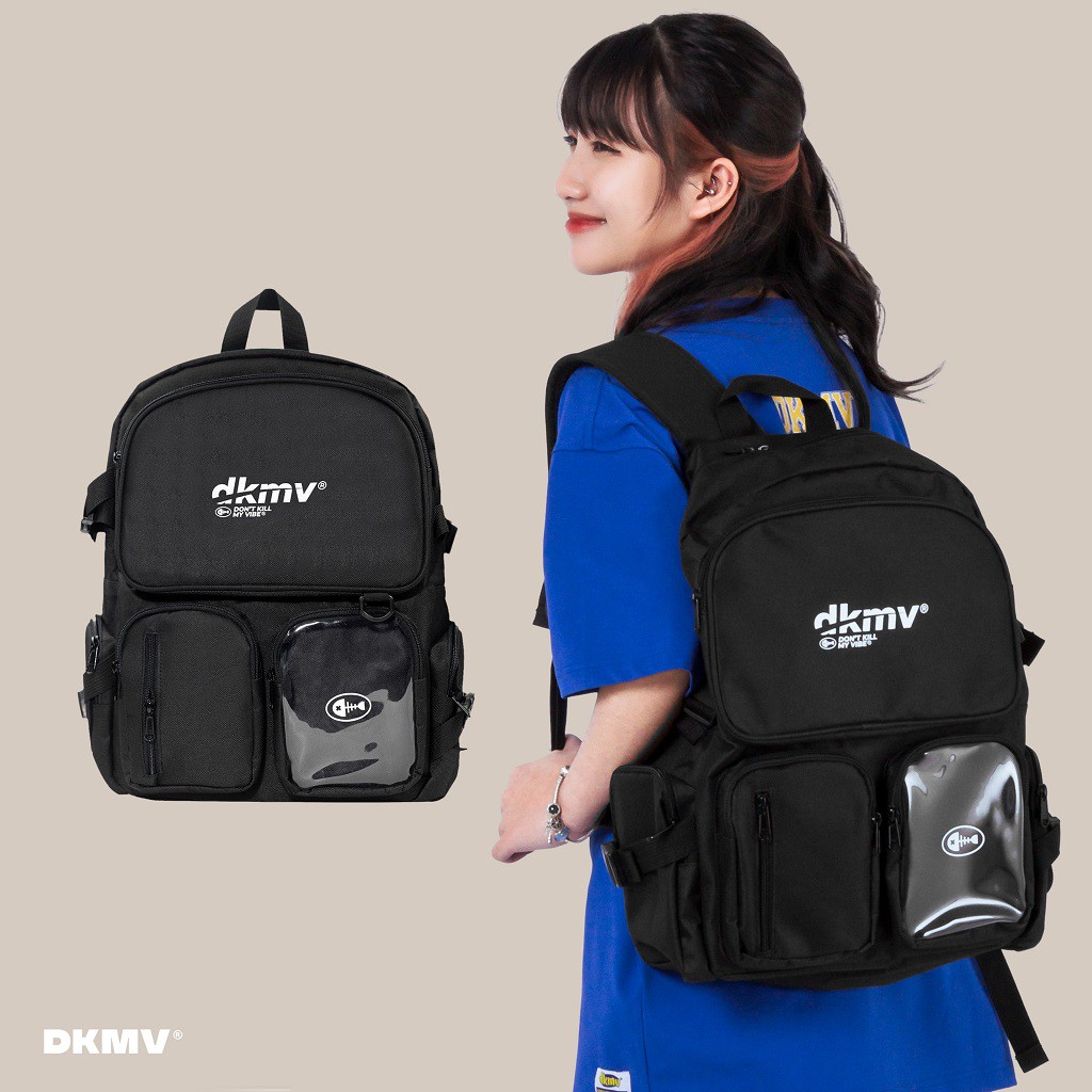 Balo đi học nữ màu đen DKMV Plastic Box Backpack | K-P07