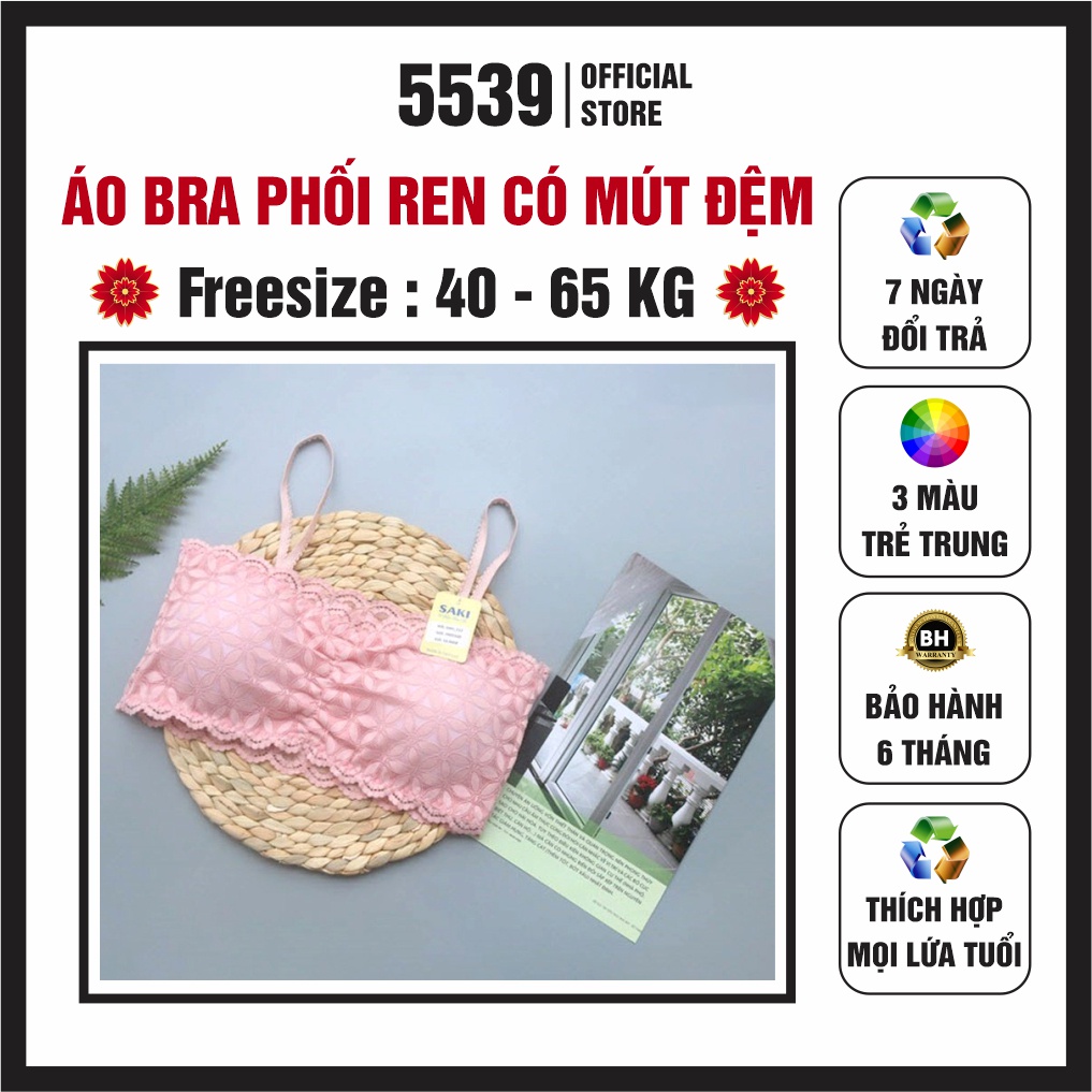 Áo bra nữ ren 2 dây mút vừa nâng ngực Saki ren phối hoa thể thao nữ tính thích hợp mọi lứa tuổi - Shop 5539