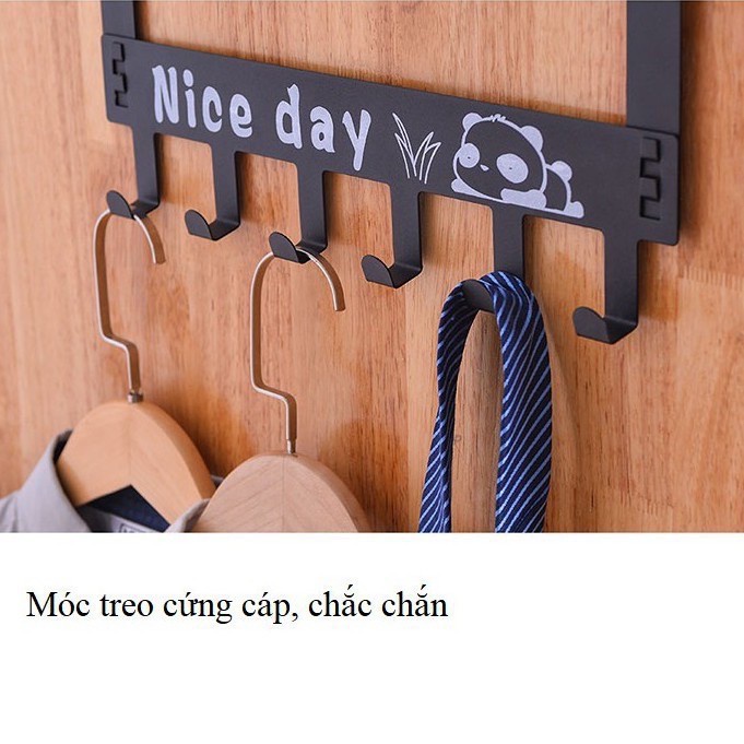 Móc treo quần áo gắn cánh cửa Nice Day Móc kẹp sau cửa chất liệu thép đen không gỉ tiện lợi