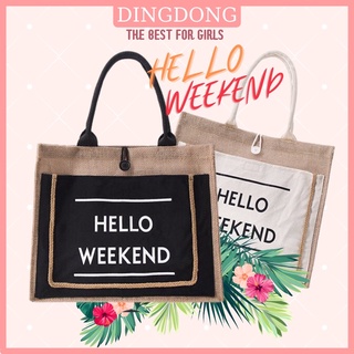 Túi Cói Hello Weekend Vintage Đi Chơi Đi Biển Hot Trend (có video thật)