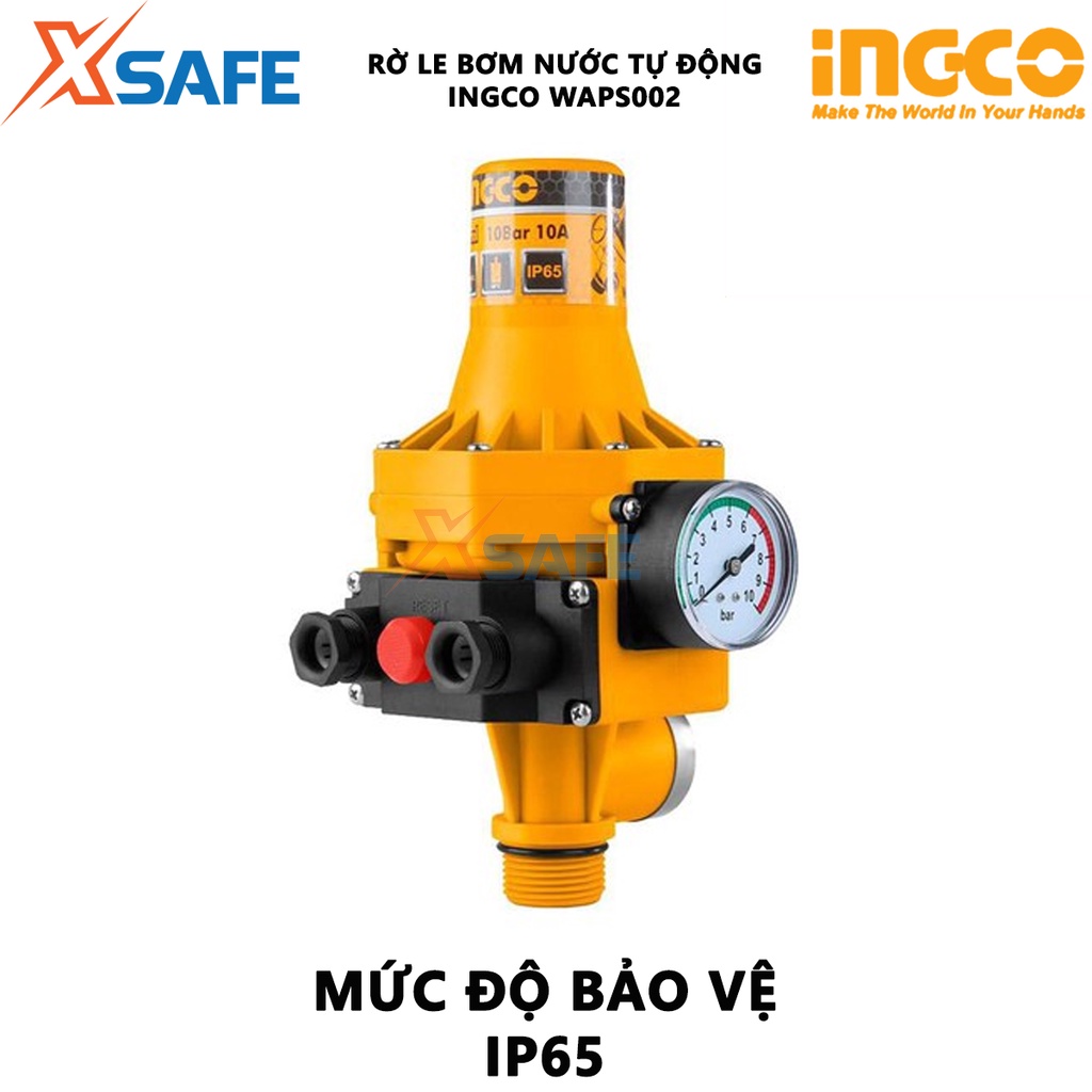 Rờ le tự động bơm nước INGCO WAPS002 - Điện thế 220-240V, áp suất khởi động: 1.5bar, dùng đóng cắt dòng điện cao