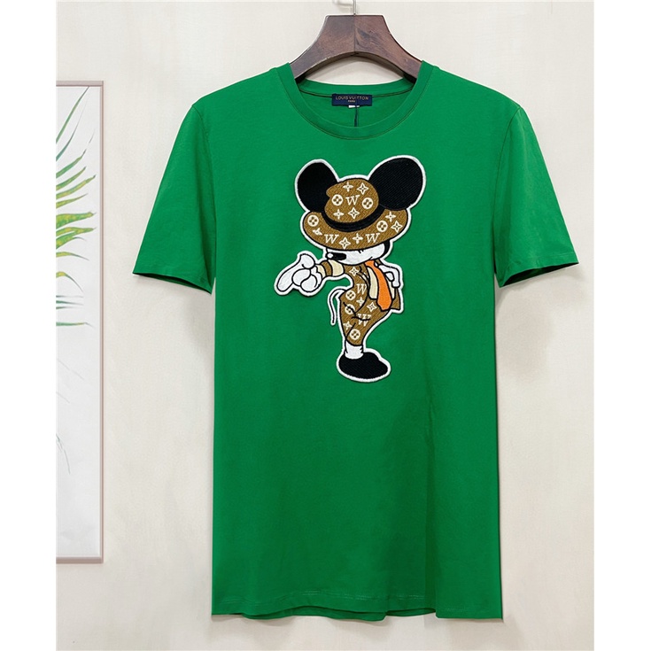 Áo Thun Nam Tay Ngắn Cổ Tròn Thêu Hình Chuột Mickey Hoạt Hình Size S-4XL L0uis Vu1tt