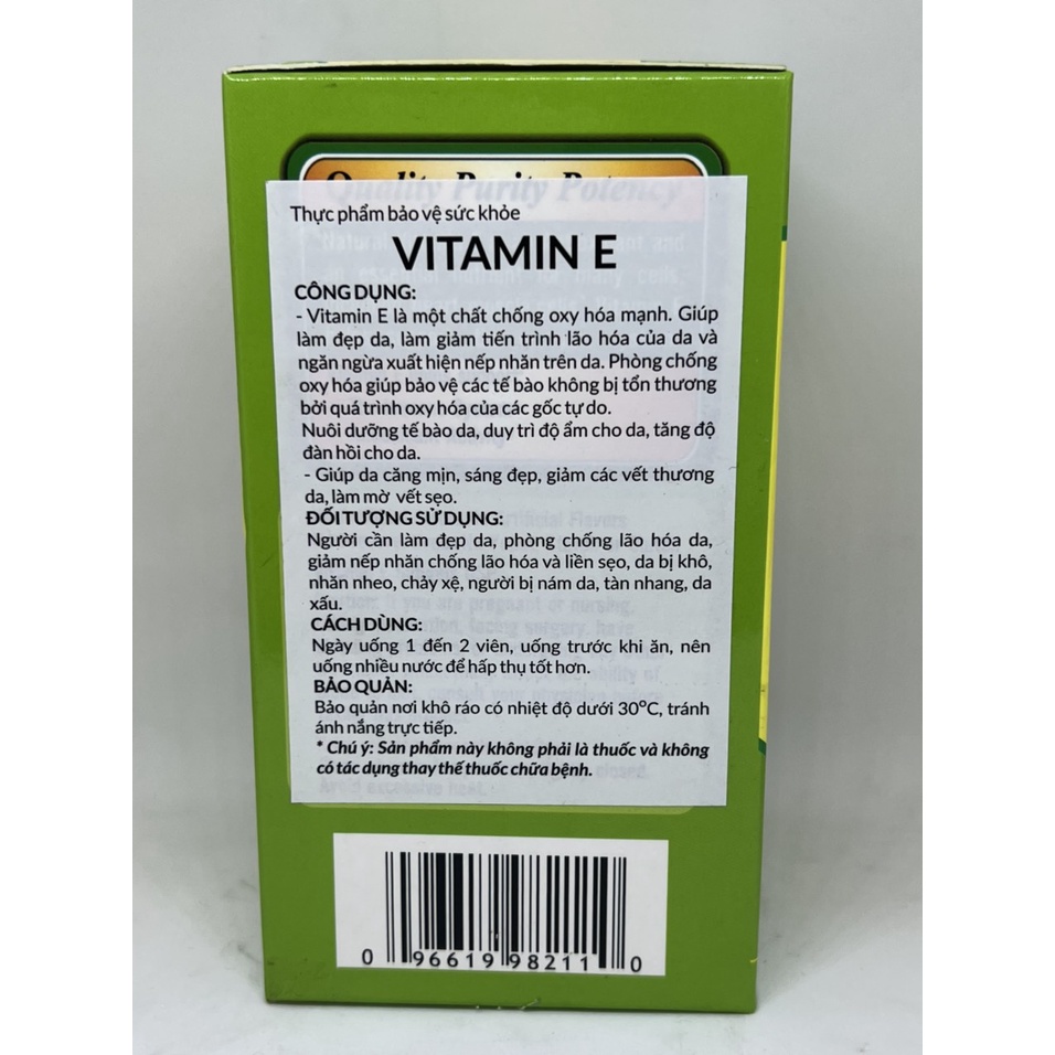 Viên Uống Vitamin E500I.U Collagen +C Giúp Làn Da Đẹp ,Làm Giảm Tiến Trình Lão Hoá Của Da