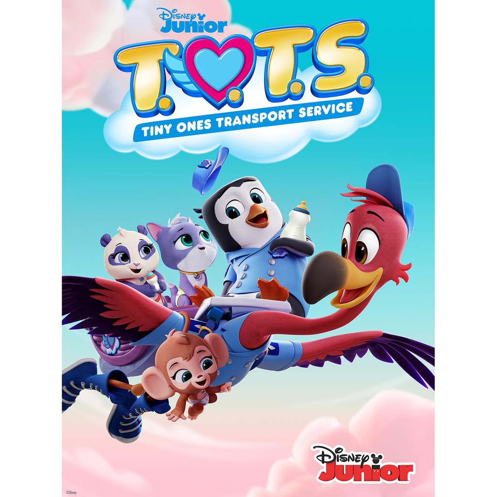 Bộ đồ chơi mô hình Phim hoạt hình Disney Junior T.O.T.S (Dịch vụ đưa đón bé cưng) của Mỹ - Set 6 nhân vật Fullbox