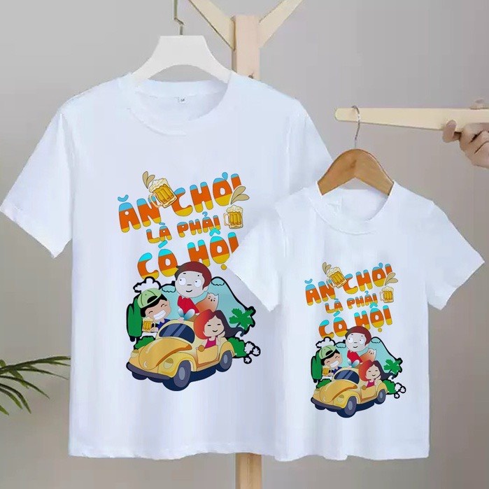 áo thun nhóm áo lớp in áo theo yêu cầu (ăn chơi phải có hội )đủ size cotton co giản thoải mái
