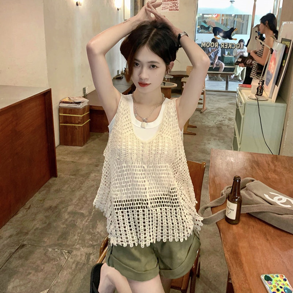 Áo Dệt Kim Sát Nách Thời Trang Mùa Hè Cho Nữ