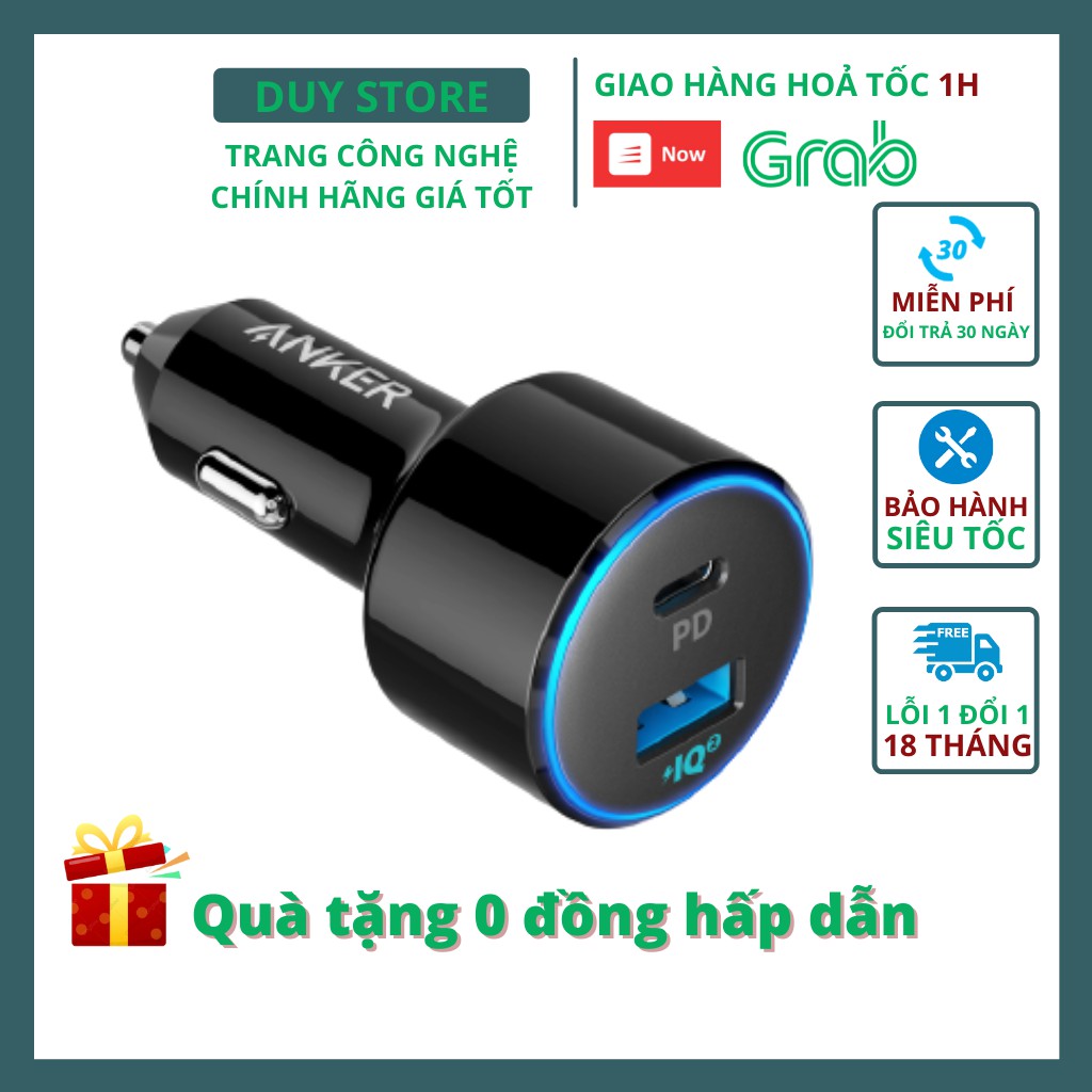 Tẩu sạc nhanh ô tô ANKER A2229 49.5W PowerDrive Speed + 2 sạc nhanh iphone ipad android - duystore