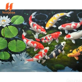 Bộ tranh đính đá tự làm hình cá koi 5D trang trí nhà cửa độc đáo