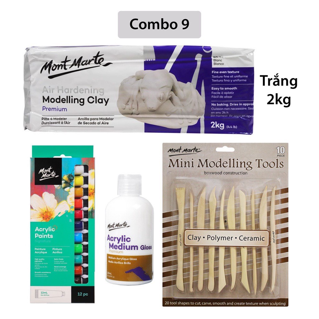 Combo Đất Sét Tự Khô Mont Marte và dụng cụ