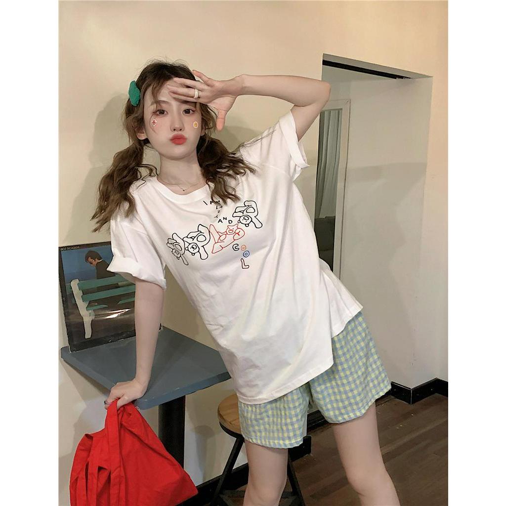 Áo Thun Tay Ngắn Dáng Rộng In Họa Tiết Gấu Dễ Phối Đồ Thời Trang 51050