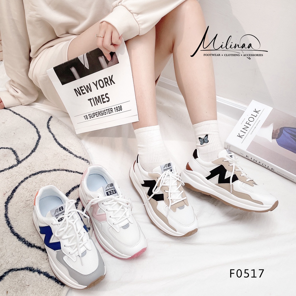 GIÀY THỂ THAO NỮ ĐẾ ĐÔN 3P CỘT DÂY CHỮ N 6601 F0517