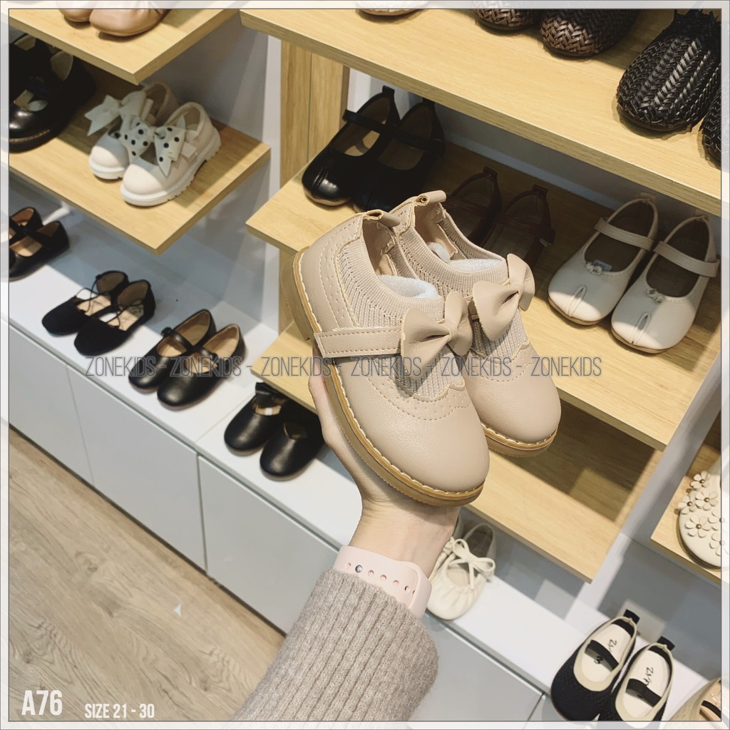 Giày búp bê cổ chun đính nơ cho bé gái Zonekids - A76