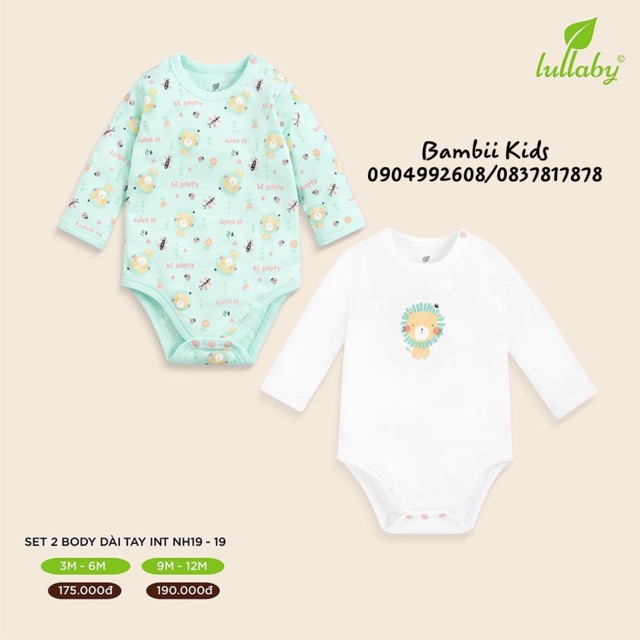 [LULLABY SALE] Set 2 bộ BODY chip Cotton dài tay sơ sinh/ bé trai/ bé gái