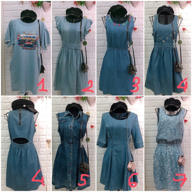 Đầm jean denim jean Hàn giá cute hạt me