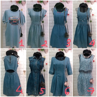 Đầm jean denim jean Hàn giá cute hạt me