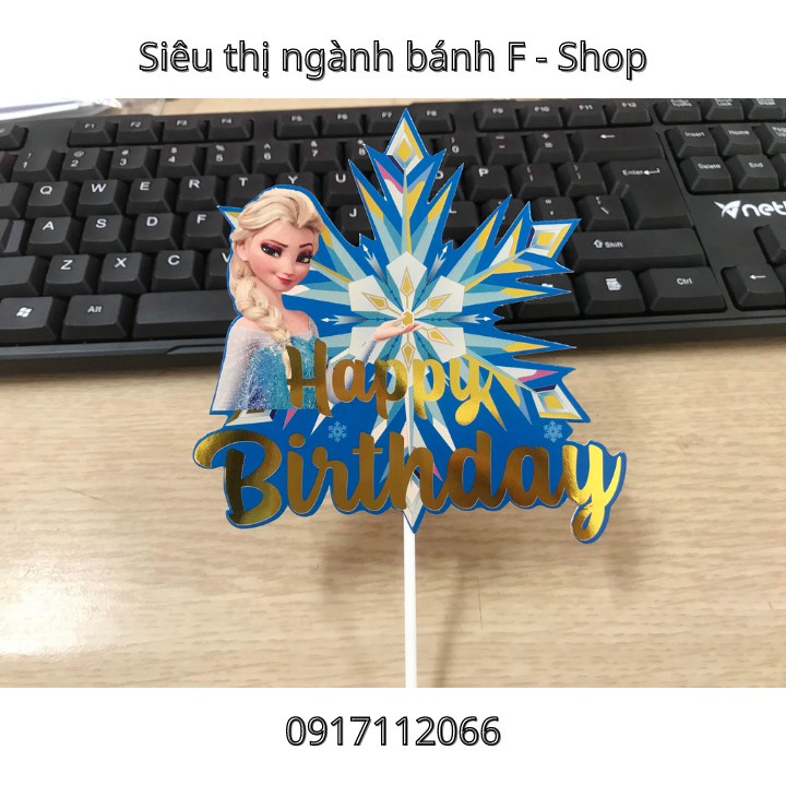 Phụ kiện trang trí bánh sinh nhật - Set 10 thẻ cắm Elsa