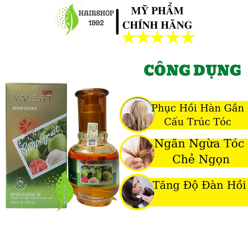 Tinh Dầu Dưỡng Tóc Bưởi Grapefruit Valert - Phục Hồi Tóc Hư Tổn - Hair Serum 60ml