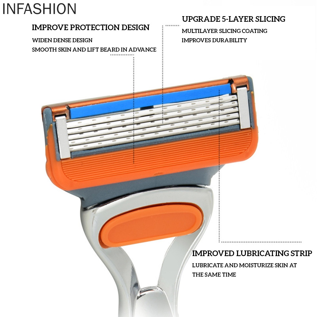 [Hàng mới về] 4 Đầu dao cạo râu 5 lớp thay thế an toàn cho Gillette FUSION