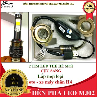 1 ĐÈN PHA SIÊU SÁNG LED RTD M02J 2 TIM LED LỚN THẾ HỆ MỚI + ĐUÔI NHÔM TẢN NHIỆT và CHÂN CÀI H4 - ĐÈN XE VIỆT