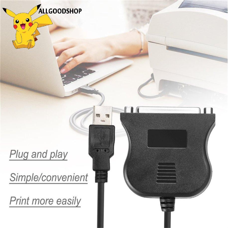 111all} Black USB to 25 Pin DB25 Parallel Printer Cable Adapter Cord Converter