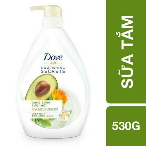 Sữa Tắm Dưỡng Thể Căng Bóng Tươi Mới Dove Nourishing Secrets Với Dầu Trái Bơ &amp; Chiết Xuất Hoa Cúc Calendula 530g(527ml)