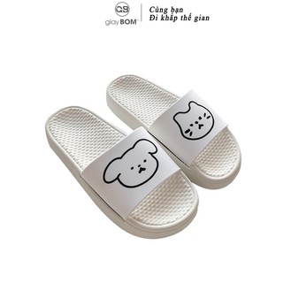 [Mã WABRMH99 giảm 12% đơn 99K]Dép nữ giayBOM quai ngang đế cao 3 cm họa tiết dễ thương D0061