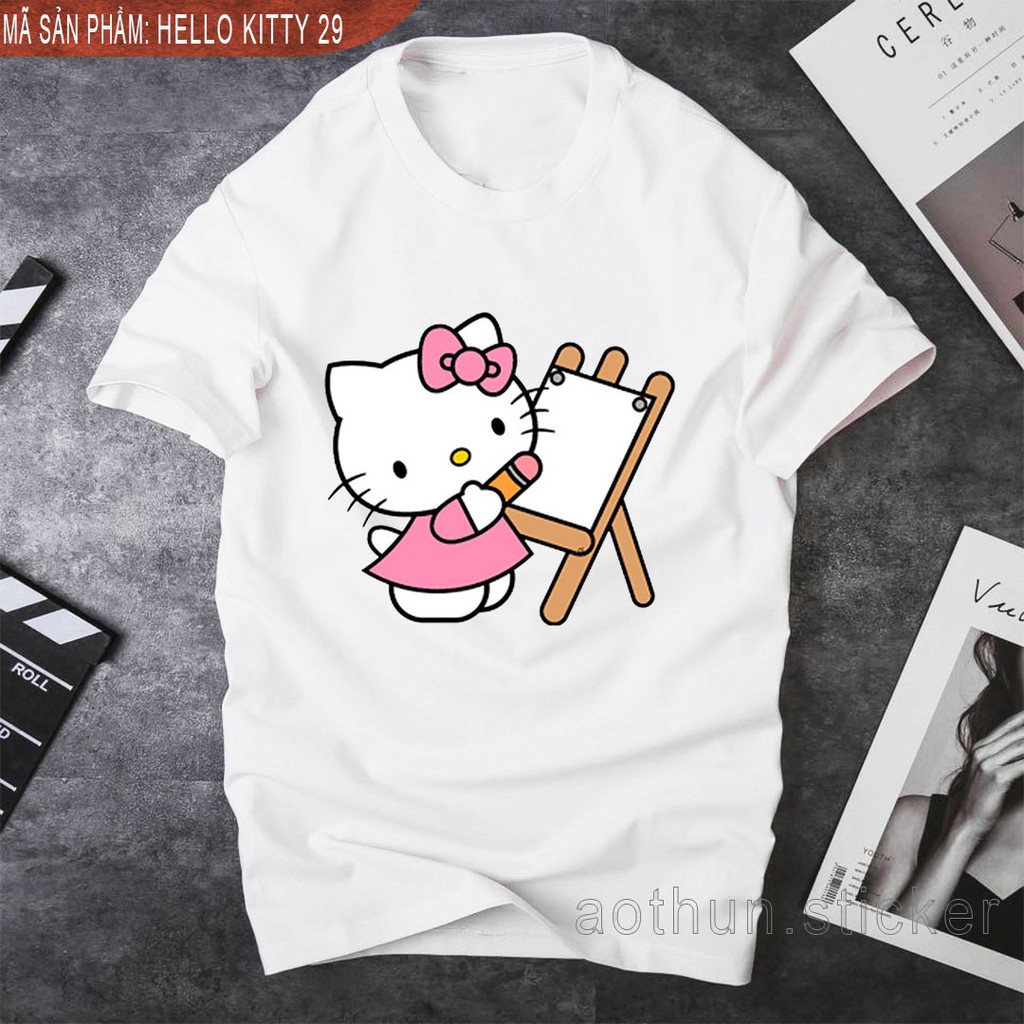Áo thun form rộng nam/nữ (unisex) in hình Facebook Sticker Hello Kitty 29