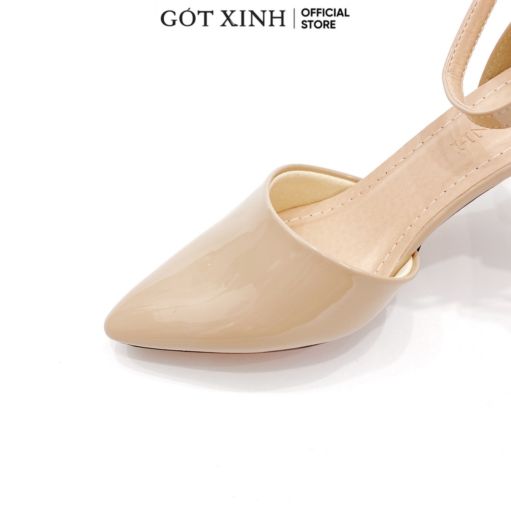 Giày cao gót GÓT XINH G9 da bóng đế kiểu có quai hậu cao 5cm