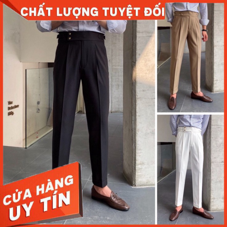 Quần âu baggy nam cạp cao Premium, quần tây dáng lửng cao thời trang nam hàn - Hàng nhập khẩu