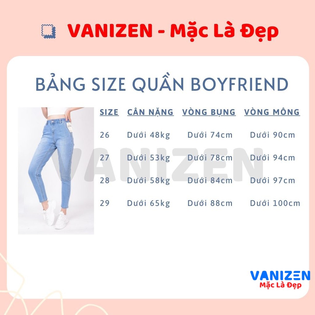 Quần jean nữ ống rộng baggy đẹp lưng cao cạp bán chun trơn hàng hiệu cao cấp mã 420 VANIZEN