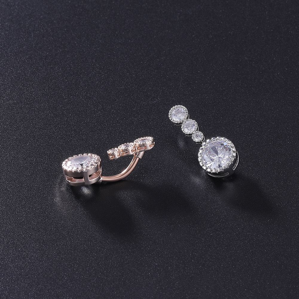 Khuyên rốn thép không gỉ 316L 4 màu đính đá đẹp mắt