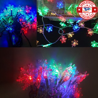 Dây đèn Led bông tuyết dài 3.5m nháy nhiều màu trang trí Cây, Gia Đình, Quán, Noel... Chúc Mừng Năm Mới qùa tết 2024