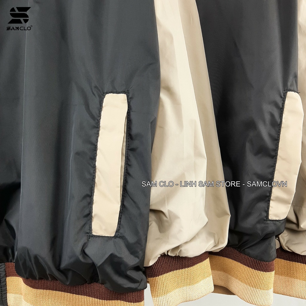 Áo khoác bomber vải dù SAM CLO có lớp lót chống nóng form rộng unisex mặc cặp - couple thêu chữ WANSNOTP