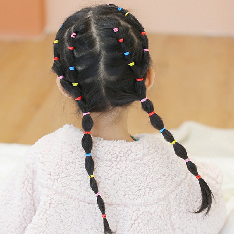 Túi chun buộc tóc 4000 cái kèm bịch đựng dây rút hình gấu đa sắc màu cho bé