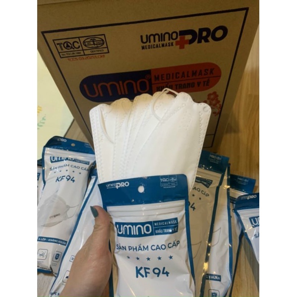 Combo 300 chiếc KHẨU TRANG KF94 Umino 4 Lớp chính hãng màu trắng