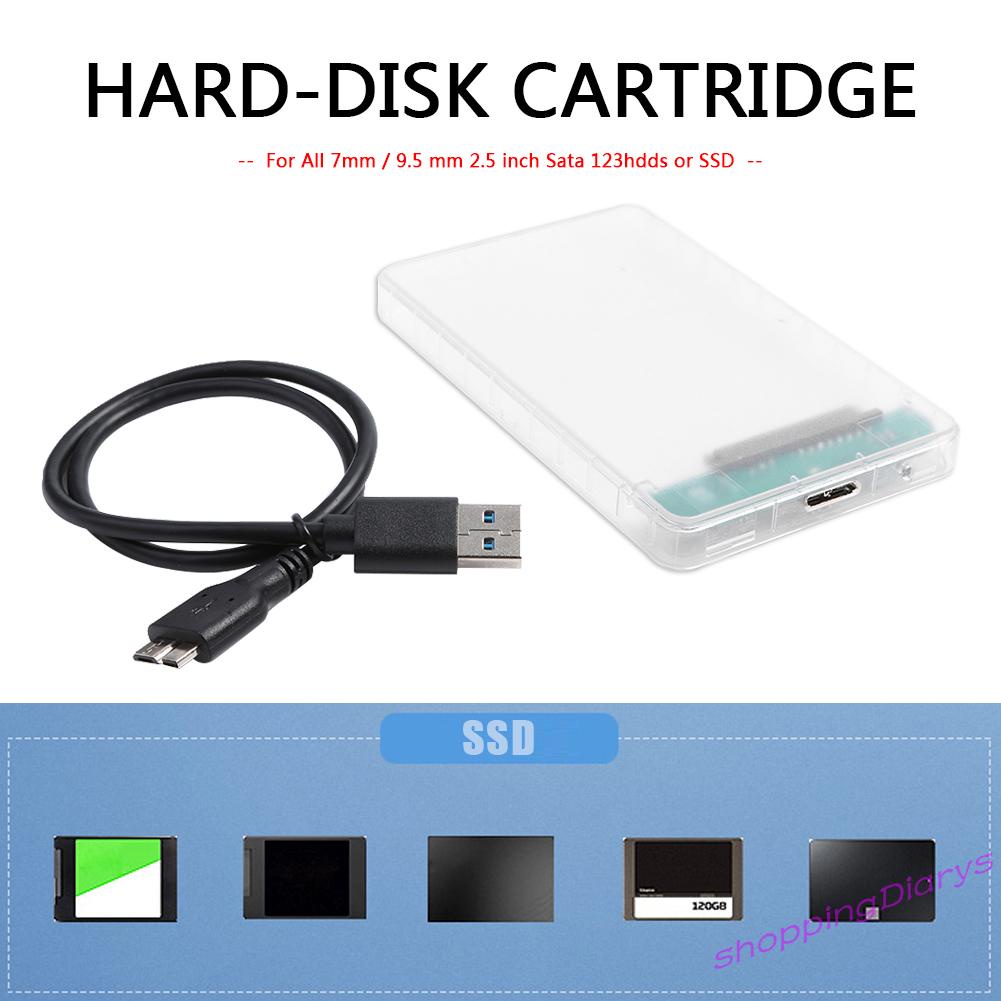 ✤Sh✤ 2.5 inch HDD SSD Case Transparent SATA III to USB 3.0 Hard Disk Enclosure