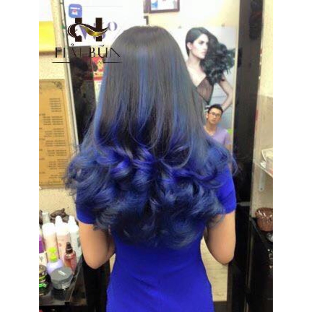 thuốc nhuộm tóc màu xanh dương+ tặng kèm oxy trợ dưỡng