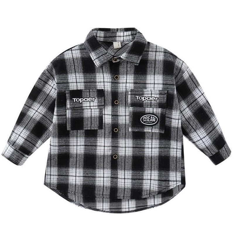 Áo Sơ Mi Tay Dài Họa Tiết Kẻ Sọc Bằng Cotton Thiết Kế Mới Thời Trang Cho Bé Trai