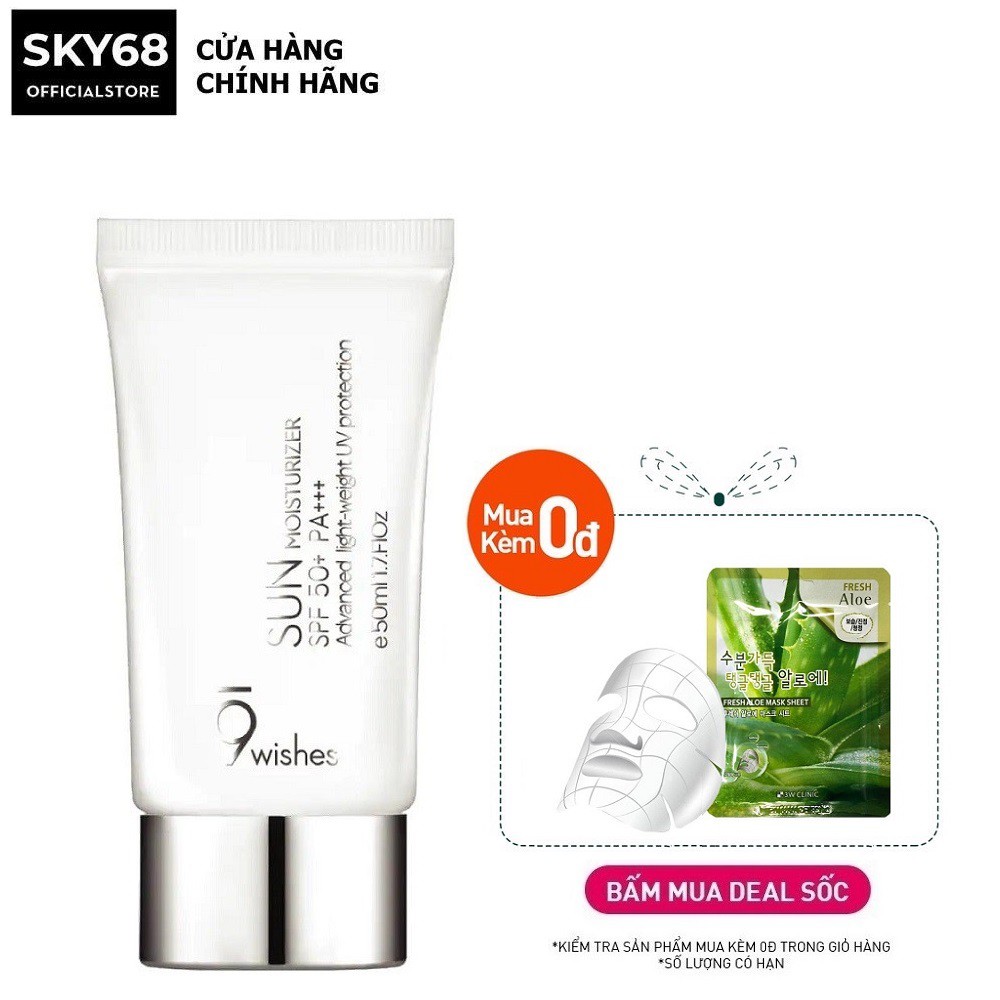 Kem Chống Nắng Cấp Ẩm, Ngăn Ngừa Lão Hóa Da 9 Wishes Sun Moisturizer SPF 50+ PA+++ 50ml