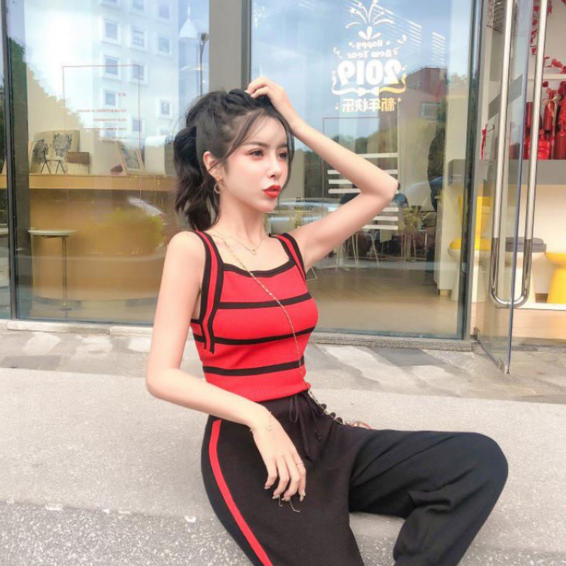 Áo tank top 2 dây hoạ tiết kẻ sọc cho nữ
