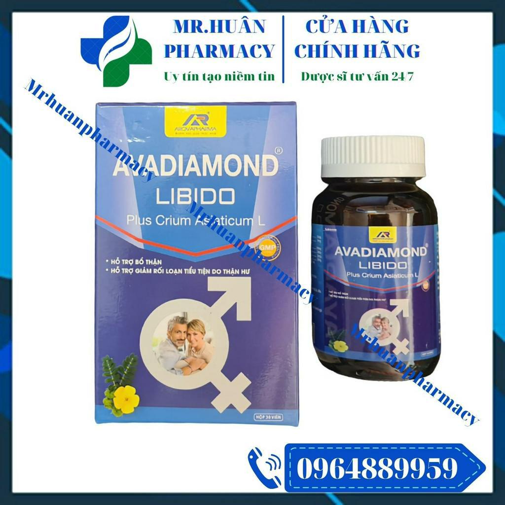 Viên uống giảm tiểu đêm Avadiamond Libido (Hộp 30 viên) - Hỗ trợ bổ thận, hỗ trợ giảm rối loạn tiểu tiện do thận hư.