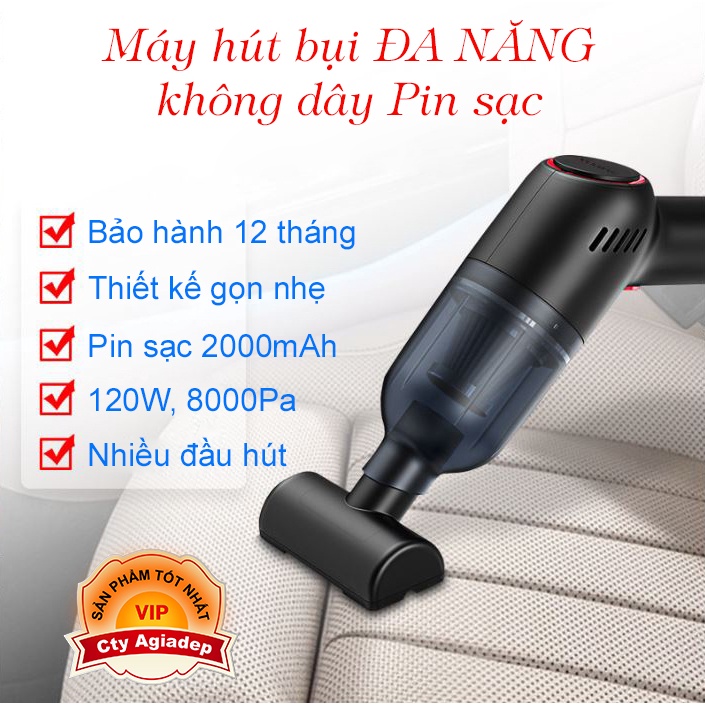 Máy hút bụi không dây Pin sạc ST8000 oto, nhà, bàn thờ, giường đệm