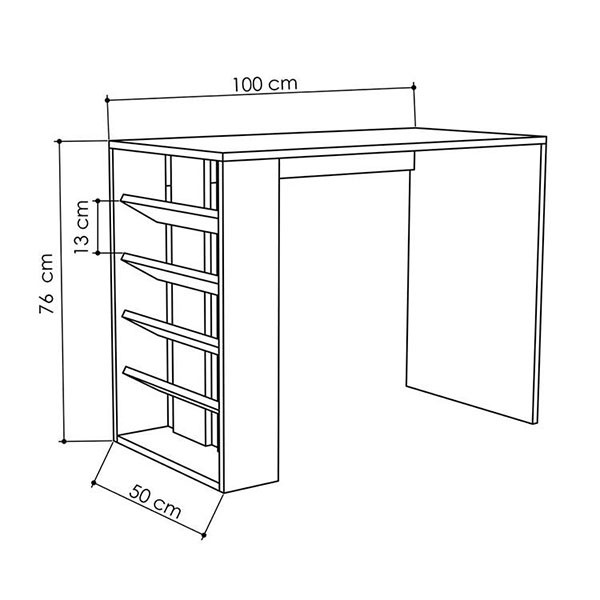 Bàn học gỗ, bàn làm việc liền kệ sách hiện đại kích thước 100*50*76cm (BH-07)